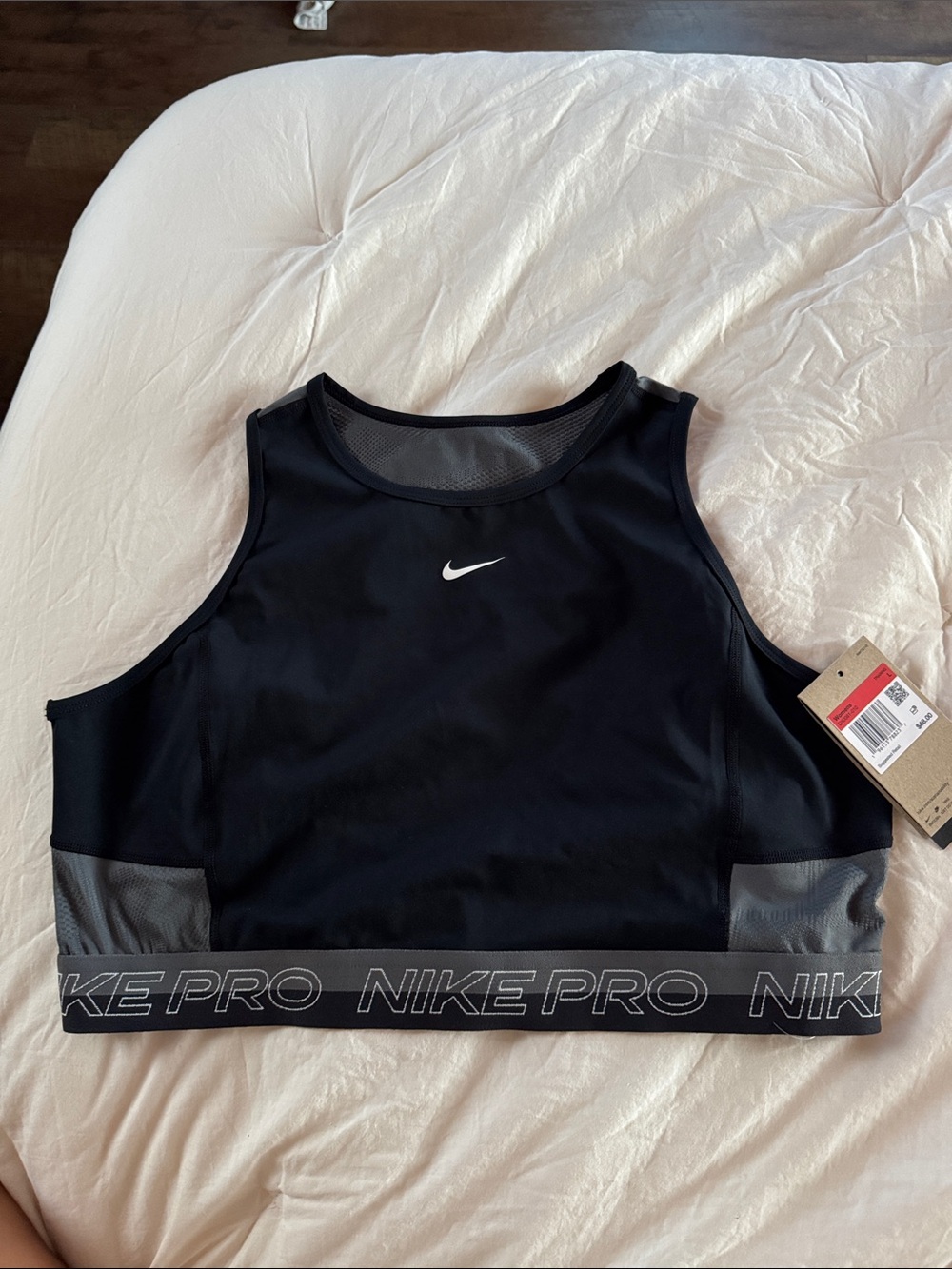 Nike Black Sports Crop Top with Gray Accents